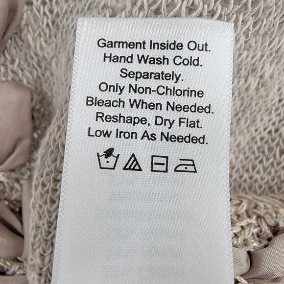 Coldwater Creek Cardigan Womens Small Beige Linen Blend Ribbon Detail Open Knit - Picture 9 of 11